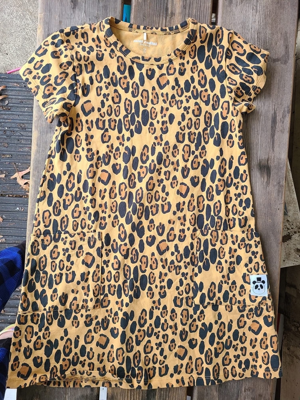 MINI RODINI SZ 116/112 / 5-7Y NWOT BROWN w/ BLACK LEOPARD print s/s dress